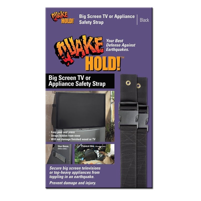 QuakeHOLD! 4508 Big Screen TV & Appliance Safety Strap, Anti-Tip Adhesive Straps, Earthquake, Fire, Flood Protection, for TVs and Furniture, Child Proofing for Home Safety, Easy Installation - Image 1